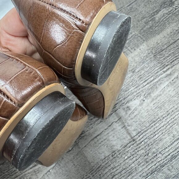 Everlane The 90's Flat Shoe 100% Brown Leather Croc Embossed Women’s Sz 7 - Picture 7 of 15